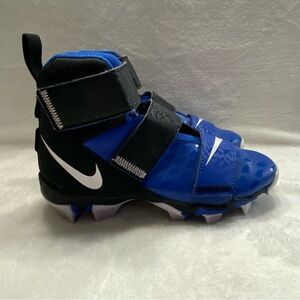 Nike Force Savage 2 Shark Football Cleats Black and Blue Boys Size 1.5Y